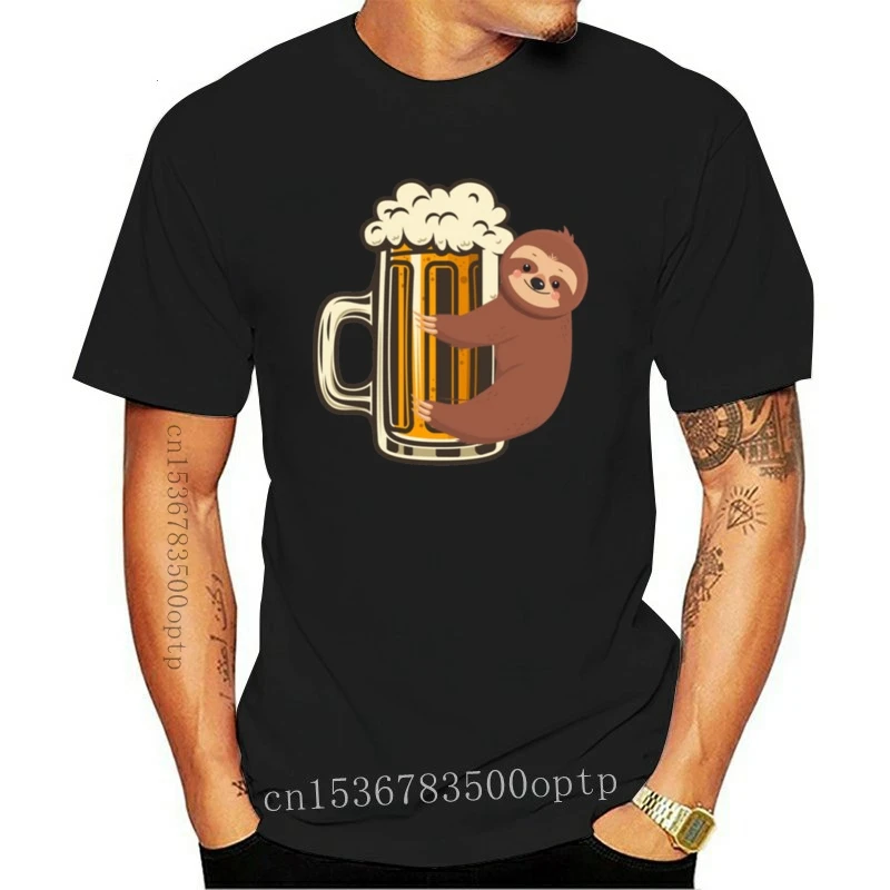 New Vintage Oktoberfest Sloth Hugging Beer Mug Pretzel Fun Short Sleeve T-Shirt Funny Design Tee Shirt