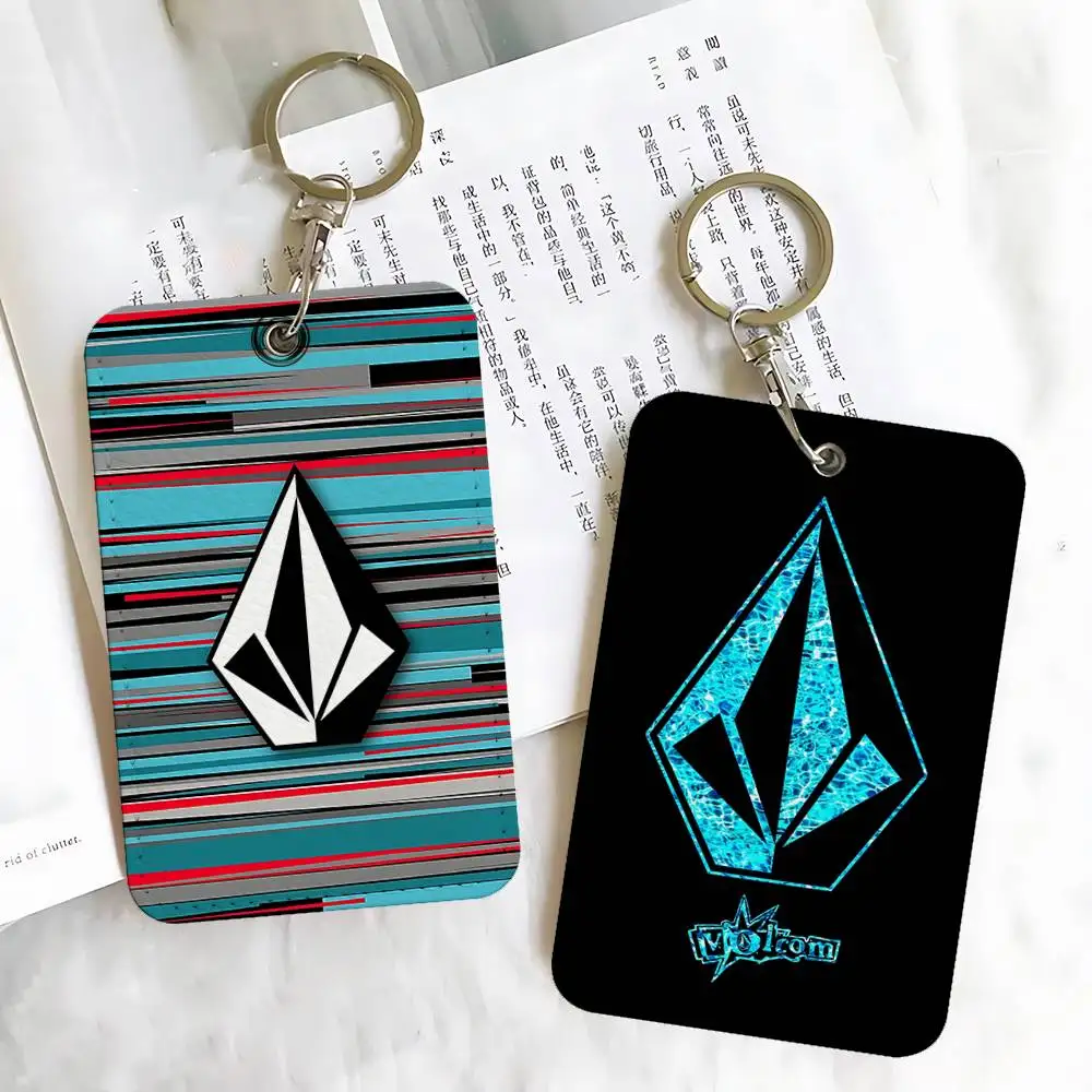 V-Volcom Logo Fashion Sign Rectangle Keychain Card Holder, Badge Credit Card Holder, Student ID Card Holder, Bus Cards Cover