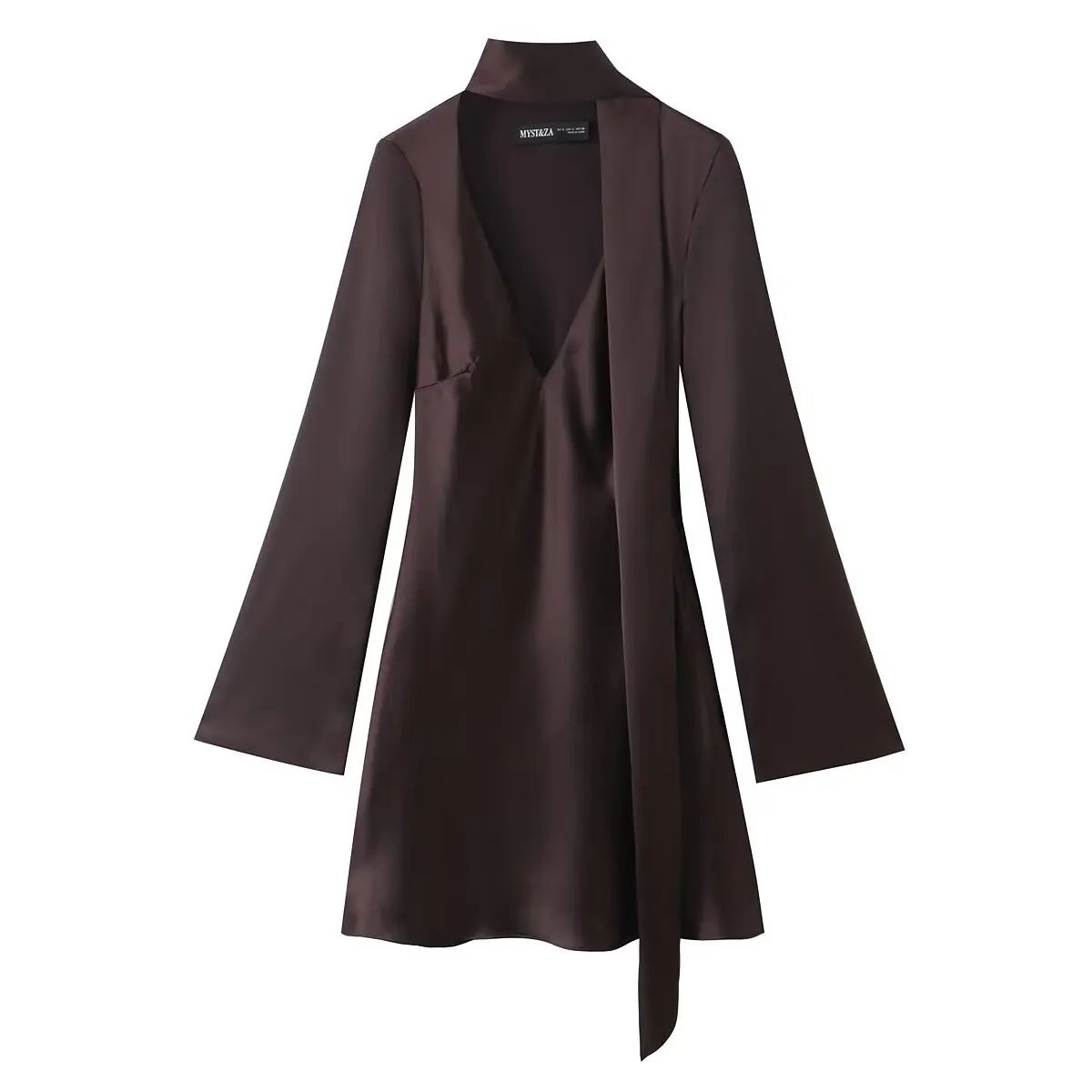 エレシルクサテン風スカーフ ドルデザイン 秋新作 スレ レディース ファッション カジュアル ストレートカット ロングスカーフ スリムフィット ドル