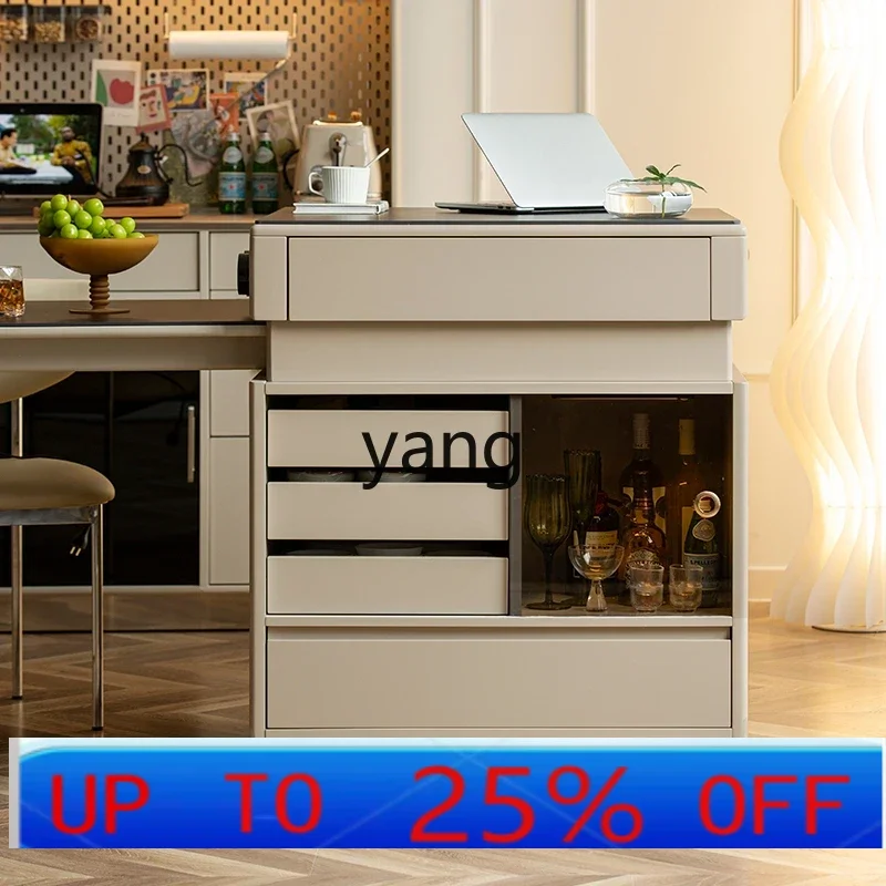 

Обеденный стол LMM в стиле лайт-люкс с каменной столешницей, интегрированный в остров, с выдвижной столешницей, многофункциональный, для дома и бара