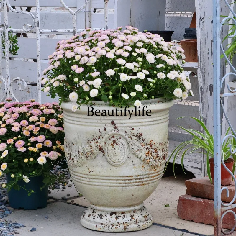 Wide mouth breathable wheat ears flower pot planting rose tulip lily courtyard balcony garden decoration