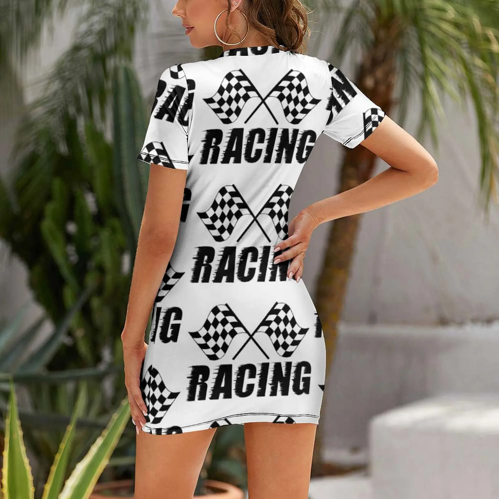 Checkered Flag Short Sleeved Dress elegant party dresses for women 2025 elegant women's dresses sale