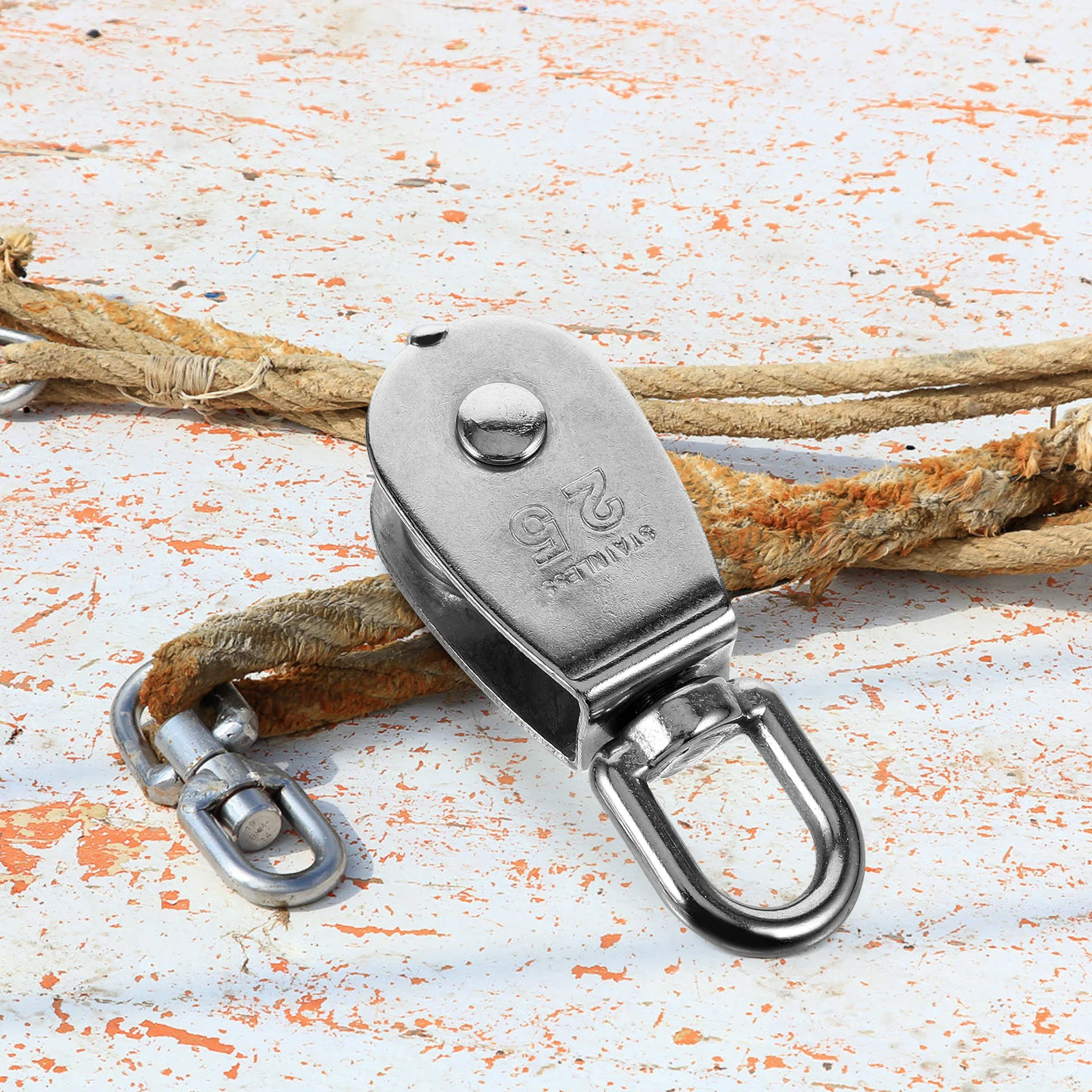 

2 Pcs Steel Pulley Cable Block Lifting Heavy Duty Wire Rope Swivel Bearings Small Crane Hardware Accessories