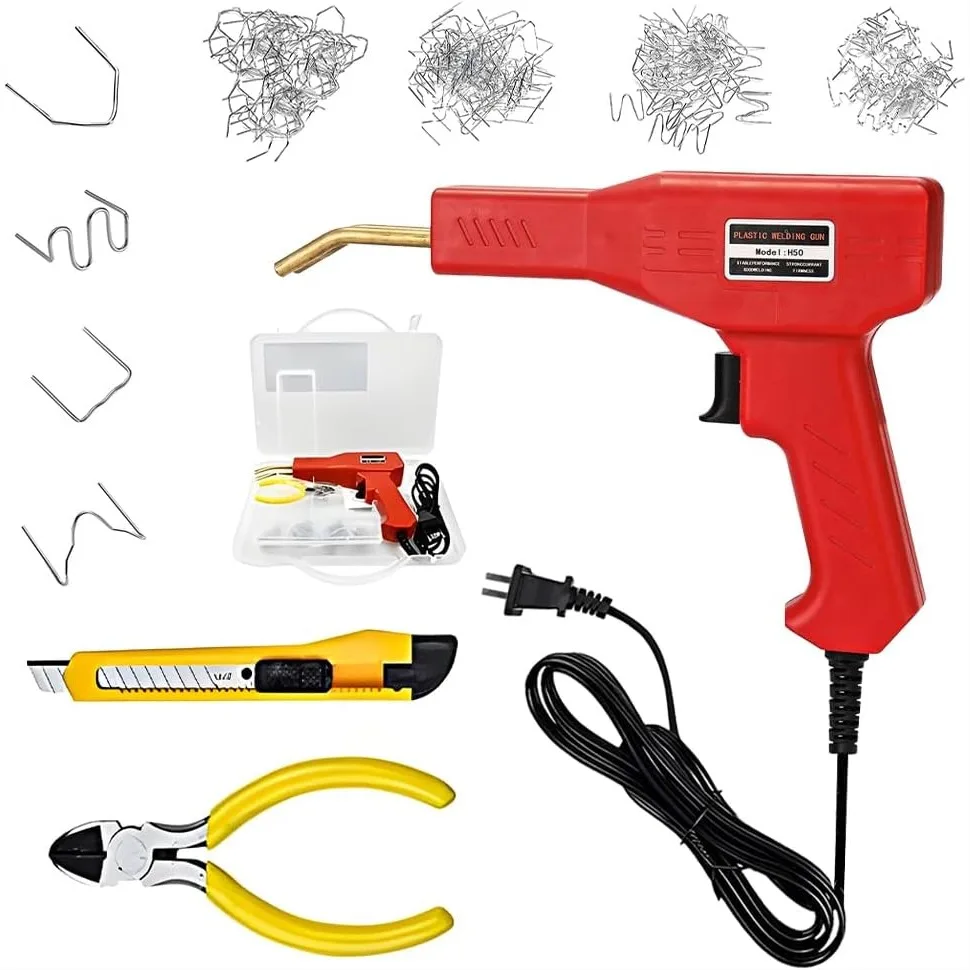 

Plastic Welder Gun Kit for Bumper Repair with 200 Hot Staples & Carry Case, Portable Automotive DIY Tools for SUV RV Truck