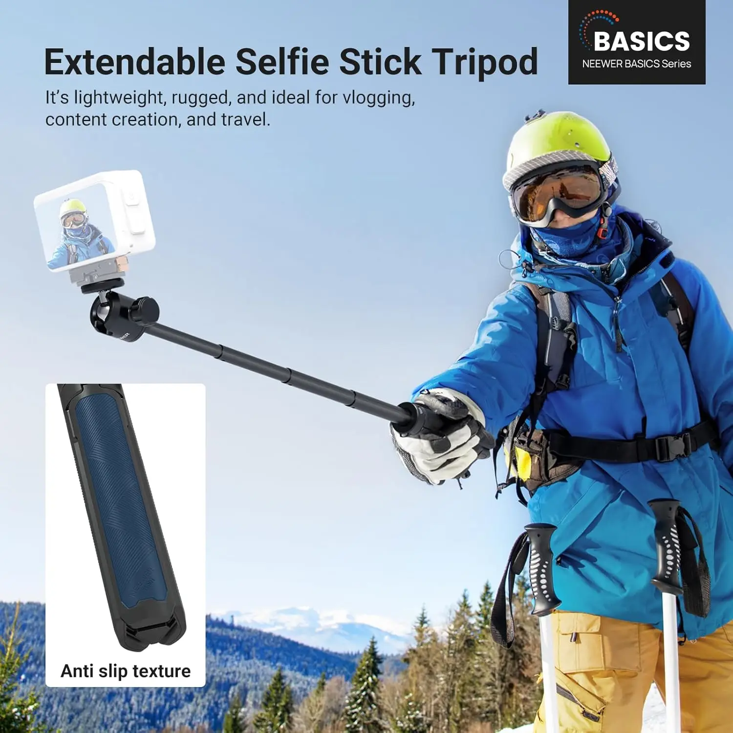 NEEWER Ausziehbarer Selfie-Stick-Stativ, Metallständer-Handgriff für Canon G7X Mark III Sony ZV-1 RX100 VII A6400 A6600 Nikon – Detail 6
