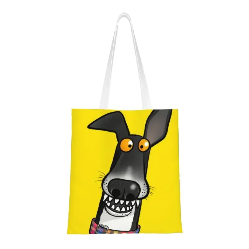 

Custom Teefs Canvas Shopping Bag Women Reusable Groceries Greyhound Whippet Sighthound Dog Shopper Tote Bags