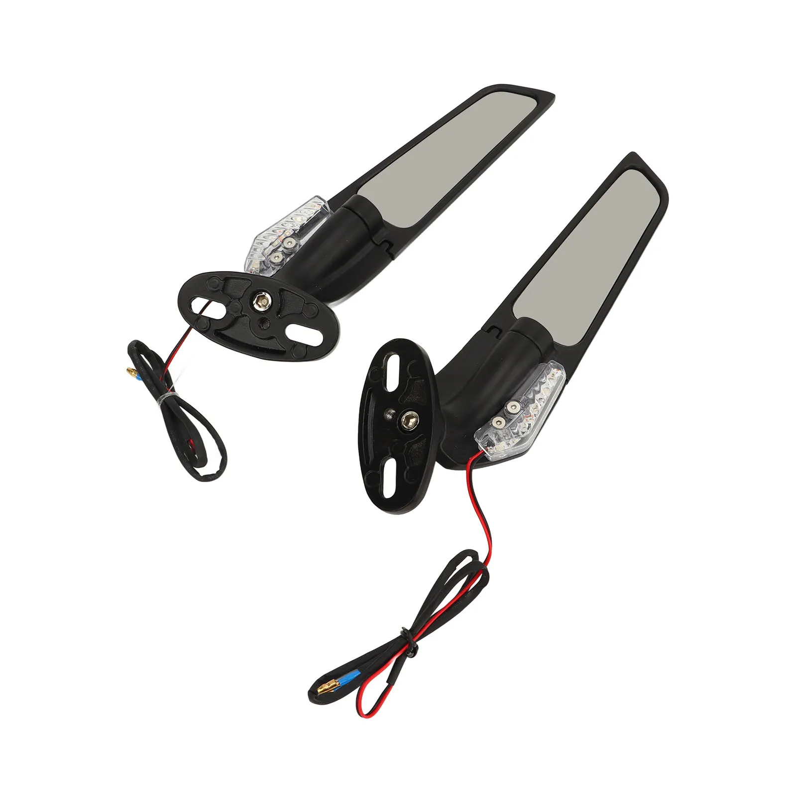 1 ペアのオートバイサイドミラー調整可能なリアビューミラー LED ライト付き NINJA 250 300 400 650 H2 H4 用