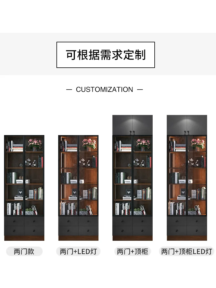 Bookcase Bookshelf Combination Nordic Floor Dustproof Modern Minimalist Bookcase Grid Cabinet Locker