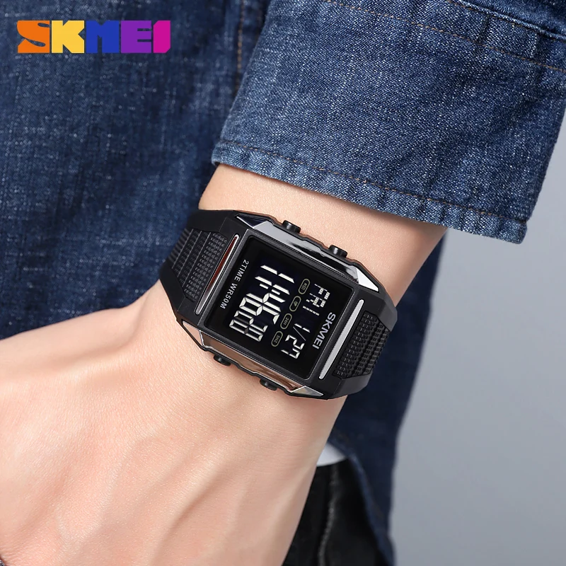 SKMEI Multifunctional Countdown Sport Watches Mens Fashion 50M Waterproof Back Light Stopwatch Digital Wristwatch Alarm Clock