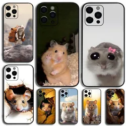 Animal Cute Pet Hamster Phone Case For Apple iPhone 15,14,13,12,11,Pro,X,XS,Max,XR,Plus,Mini Soft Black Cover
