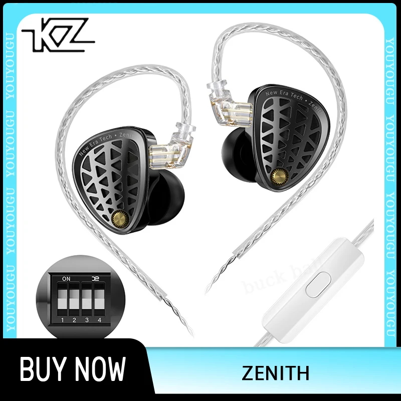 Kz Zenith Wired Earphones New Era Earphone Kz Acoustics In-Ear Headphone Hifi Monitor Earbuds Customized Music Earphones Gift