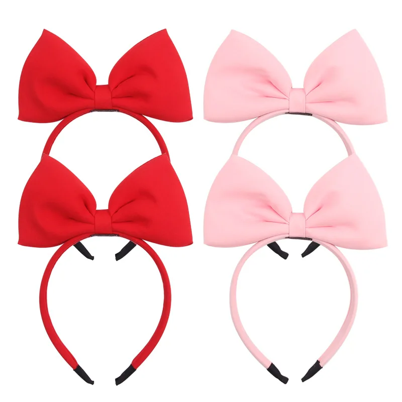 Snow White Big Bow Decorative Hair Hoop Plush 3D Decorative Hair Ornament Pink Red Children\'s Disney Headband