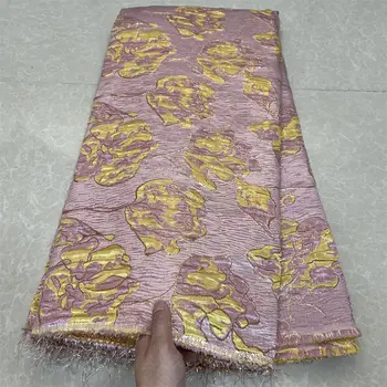 2025年高級非洲尼日利亞薄紗蕾絲布料歐根紗刺繡吉普爾錦緞提花婚紗禮服派對洋裝5碼 8 最佳銷售 尼日利亞錦緞布料 - №6