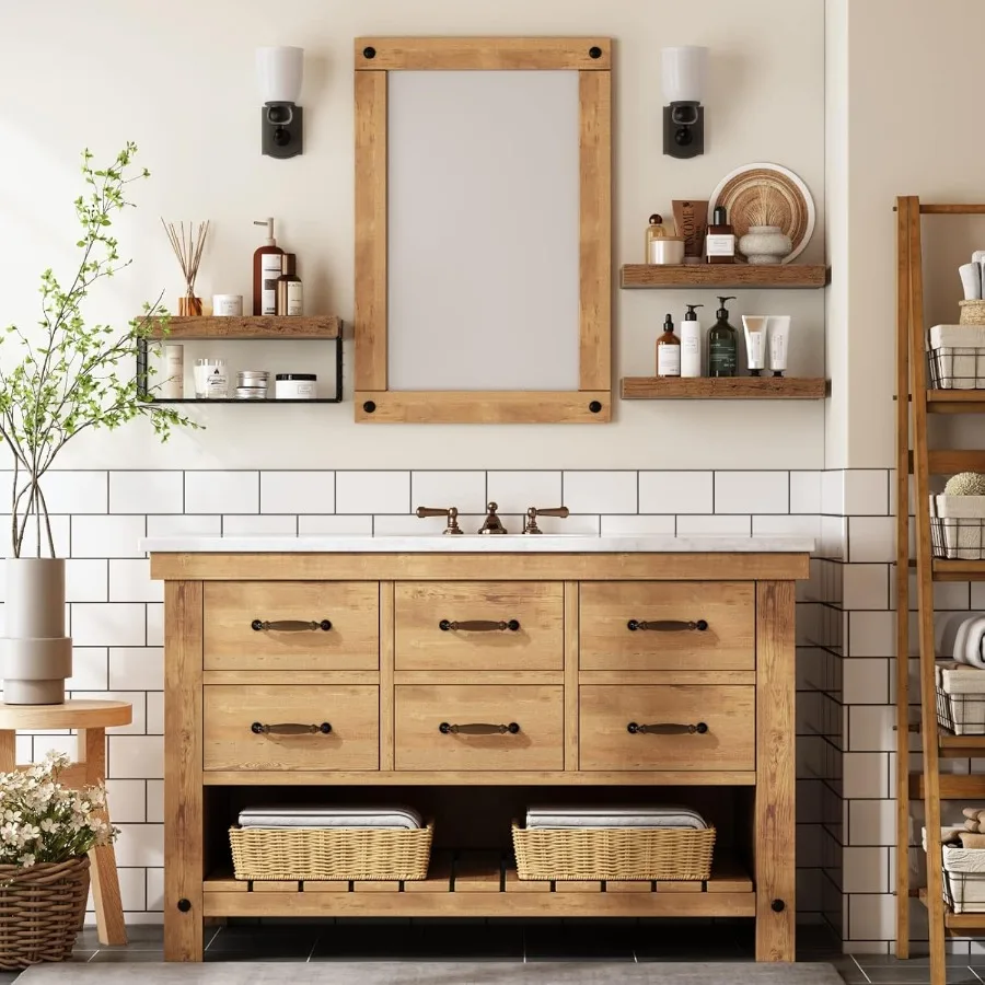 Prateleiras de banheiro sobre vaso sanitário - Prateleiras flutuantes montadas na parede Armazenamento de papel higiênico Prateleira pequena de decoração de fazenda 16 polegadas Conjunto de 3,