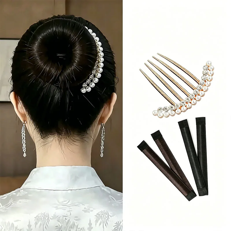 3-teiliges Set Damen Hochdutt-Haarschmuck Elegante Haarklammer Haarnadel Haarkamm