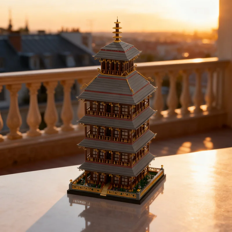 

6499pcs MOC Japanese Pagoda Modular Streetscape Model Building Blocks Architecture Toys Christmas Gifts Education Kids