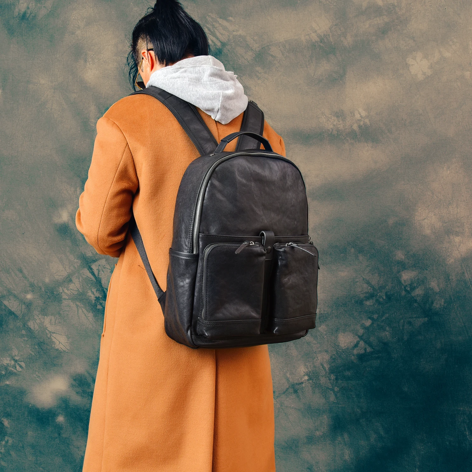 

fashion casual designer handmade first layer cowhide men's backpacks outdoor travel luxury genuine leather black schoolbags