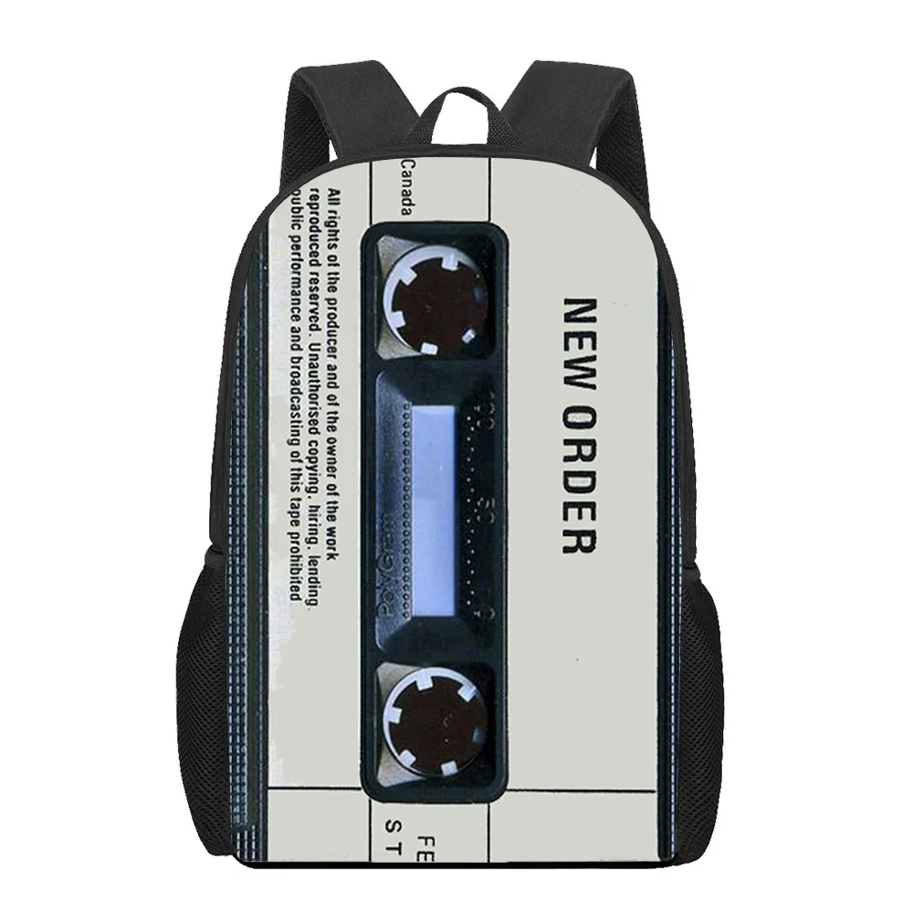 Retro Side Old Tape Cassette 3D Printed Book Bag Men 16 Inch Backpack for Teen Boys Kindergarten Bagpack Children Mochila