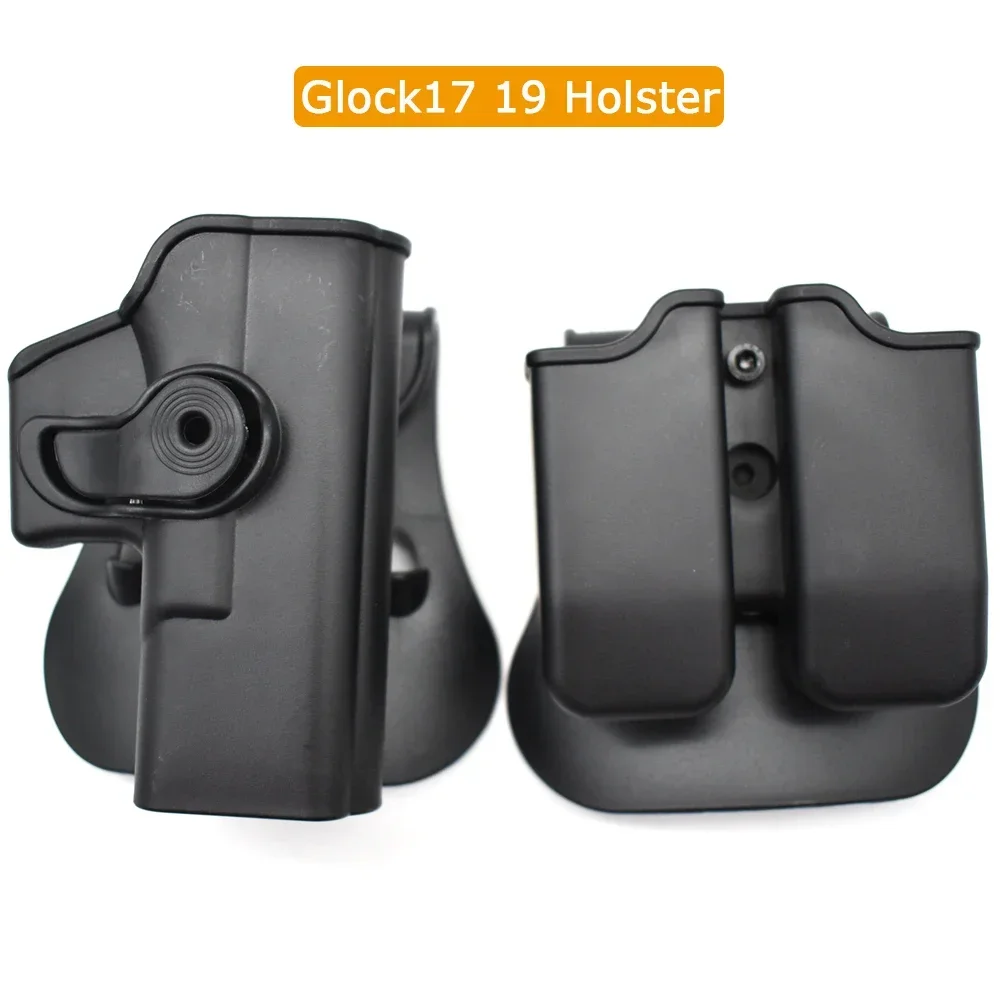 Tactical Paddle Holster Case with Double Magazine Pouch,Right Handed Holster For Glock 17 19, Colt 1911, Beretta M9