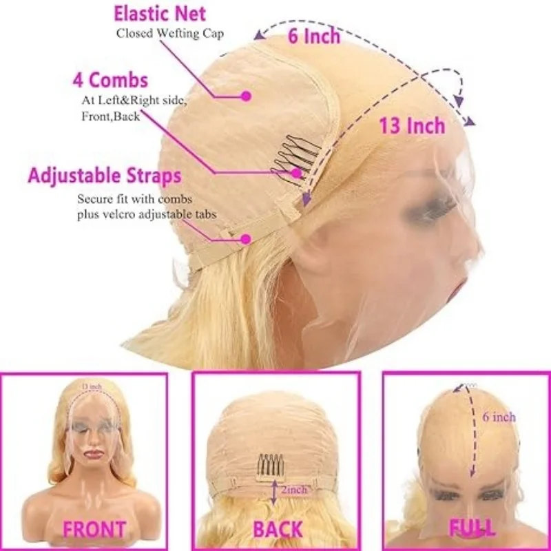 613 شقراء الجسم موجة شعر مستعار 38 بوصة HD الدانتيل خصلات الشعر المستعار الإنسان 220 الكثافة أمامي الدانتيل الباروكات شعر الإنسان البرازيلي الباروكات للنساء #4