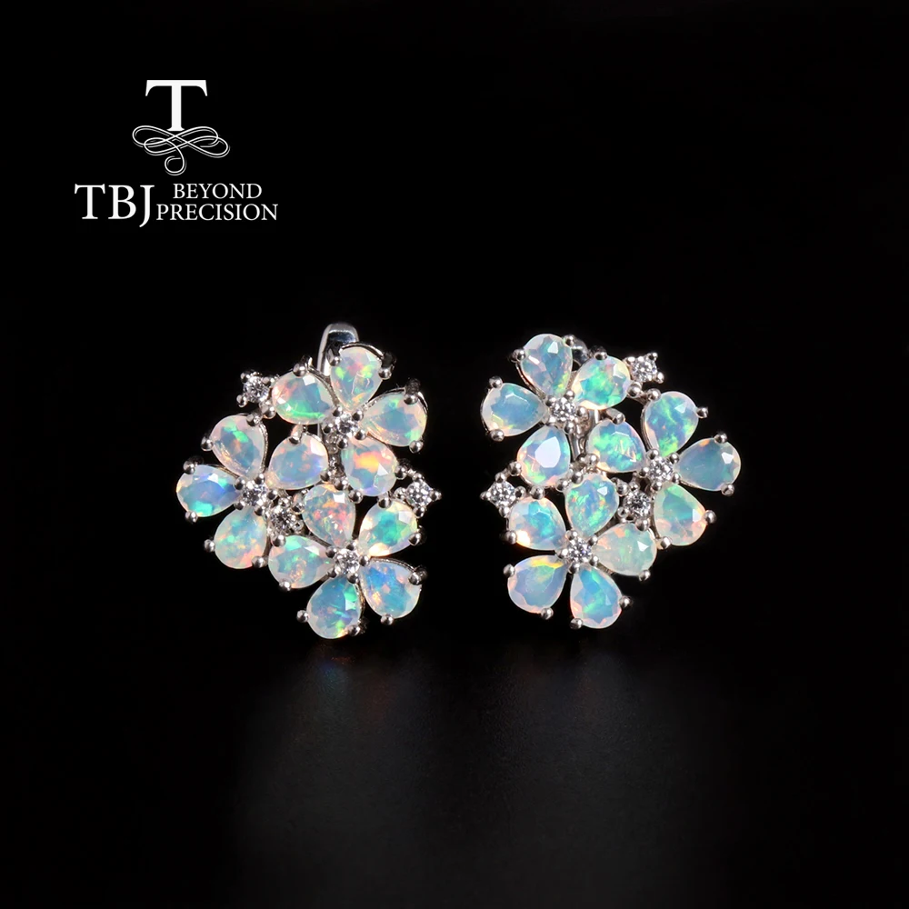 

Gorgeous colorful October Birthstone flowers designed natural Opal earrings 925 silver birthday gifts for women and girls