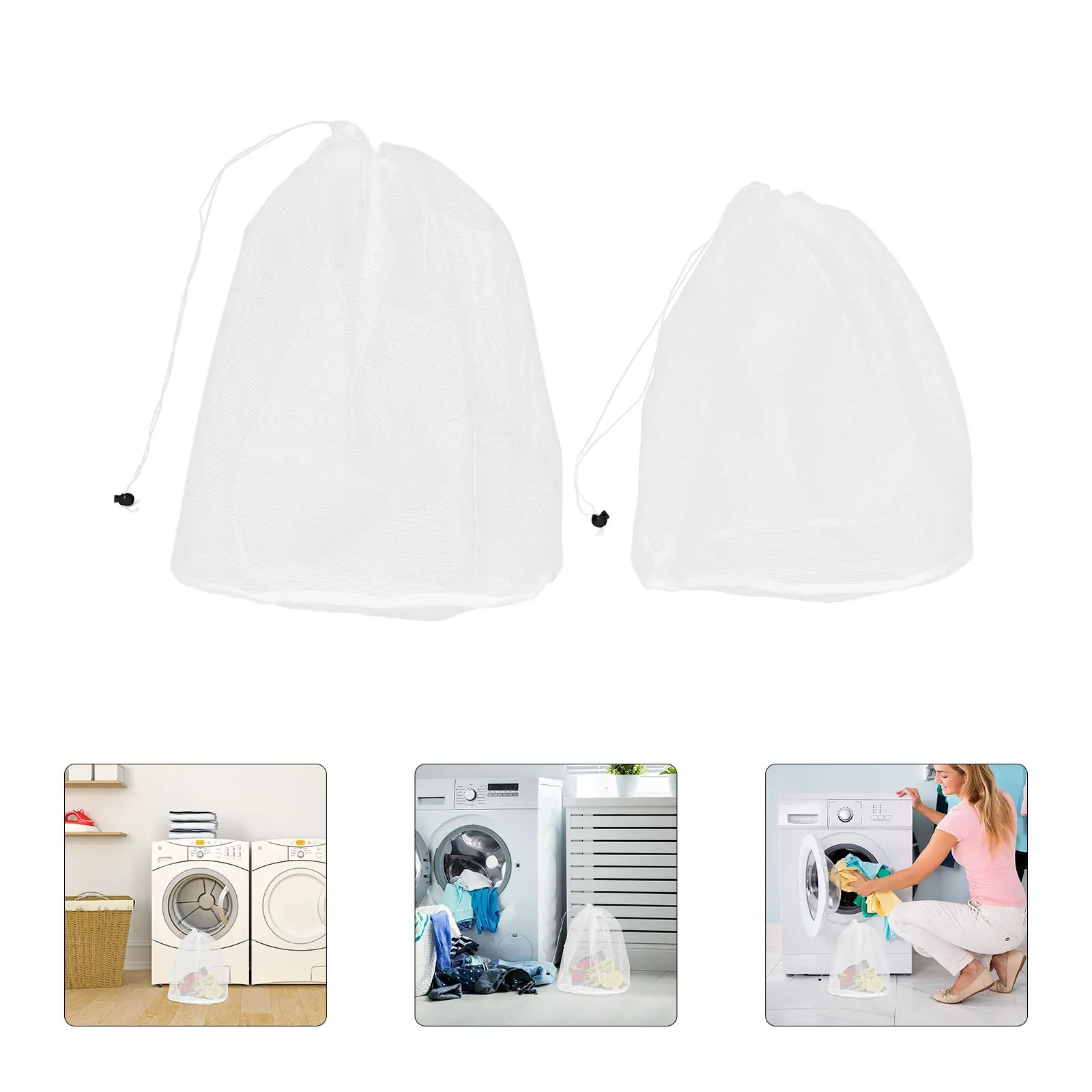 

2Pcs Foldable Laundry Mesh Bags Thickened Fine Nylon Protective Net Washing Bags for Delicate Bra Lingerie Panties Clothes
