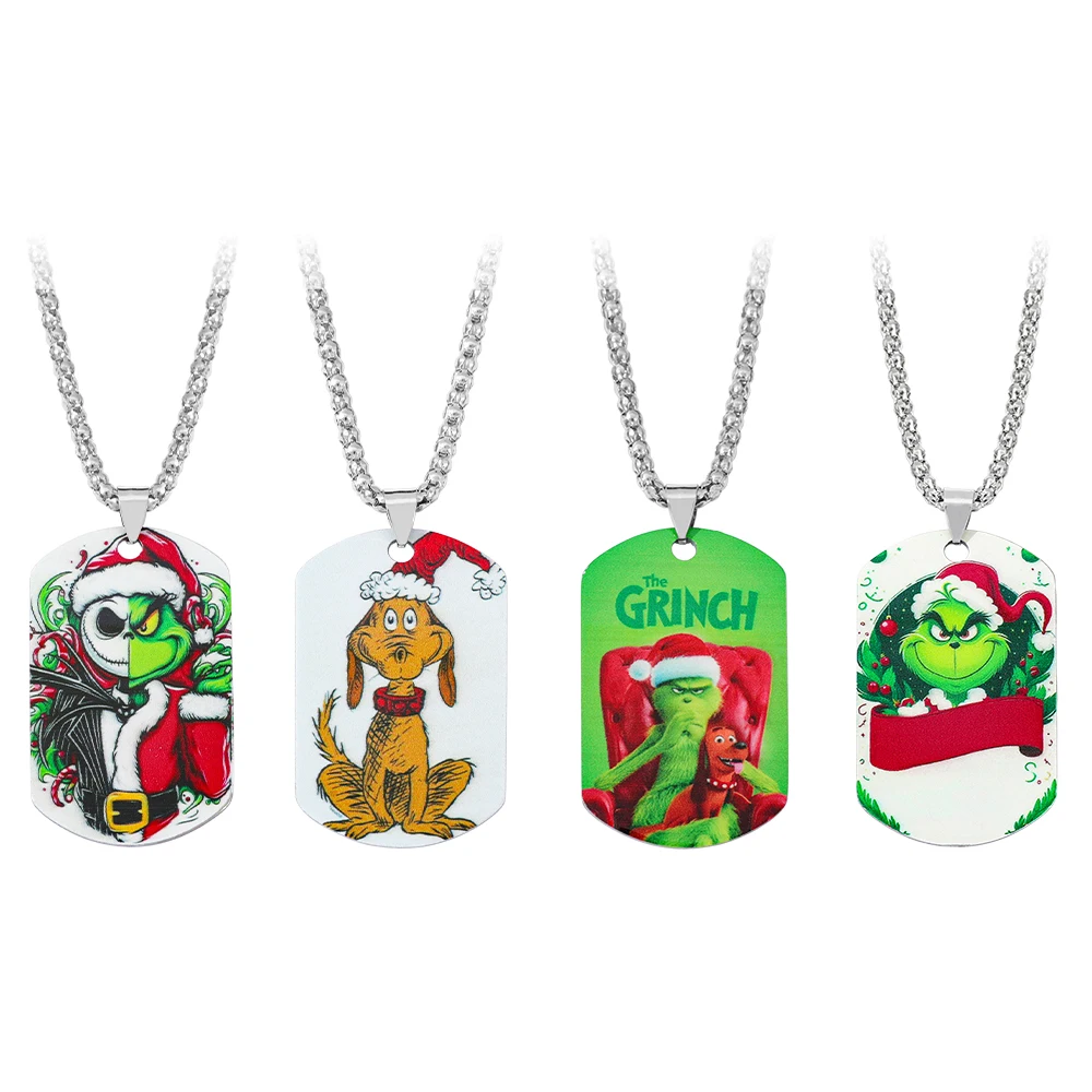 Collar clásico de dibujos animados Kawaii, colgante con etiqueta de perro de acero inoxidable, cadena para el cuello para Navidad, accesorios para hombre, regalos, 1 ud.