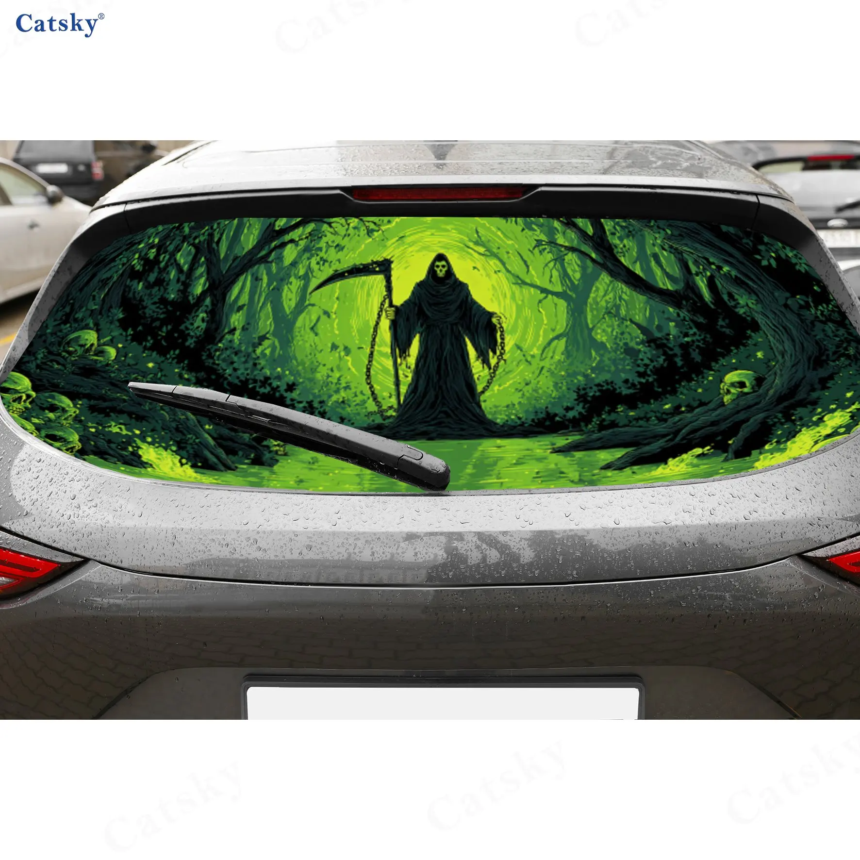 

Forest Hermit Dominance Scene PVC Perforated Car Vinyl Wraps, Durable Car Rear Windshield Sticker, Waterproof Car Rear Window De