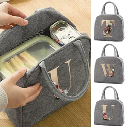 Pranzo termico borse per la cena tela oro lettera borsa Picnic viaggio colazione scatola scuola bambino comoda borsa per il pranzo Tote Food Bag