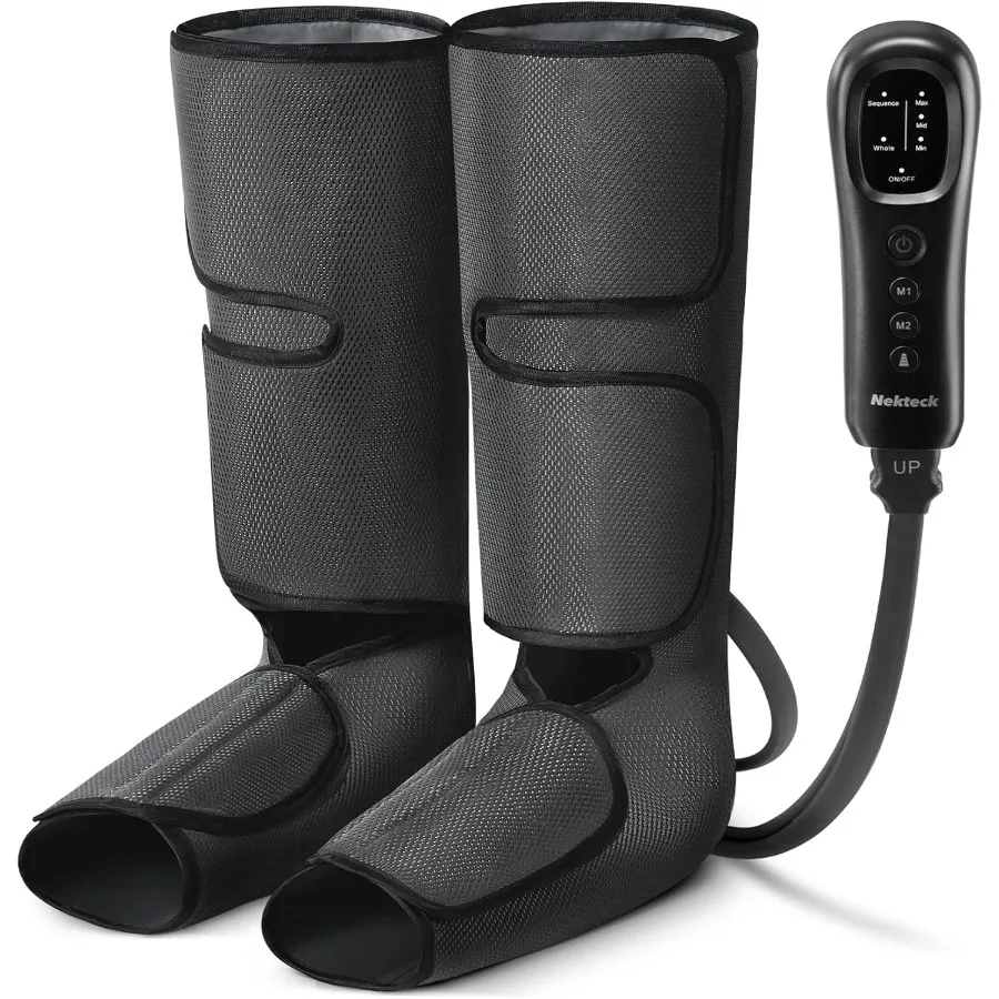 

Leg Compression Massager for Circulation and Relaxation: Adjustable Leg Wraps with Handheld Controller 2 Modes and 3 Intensitie