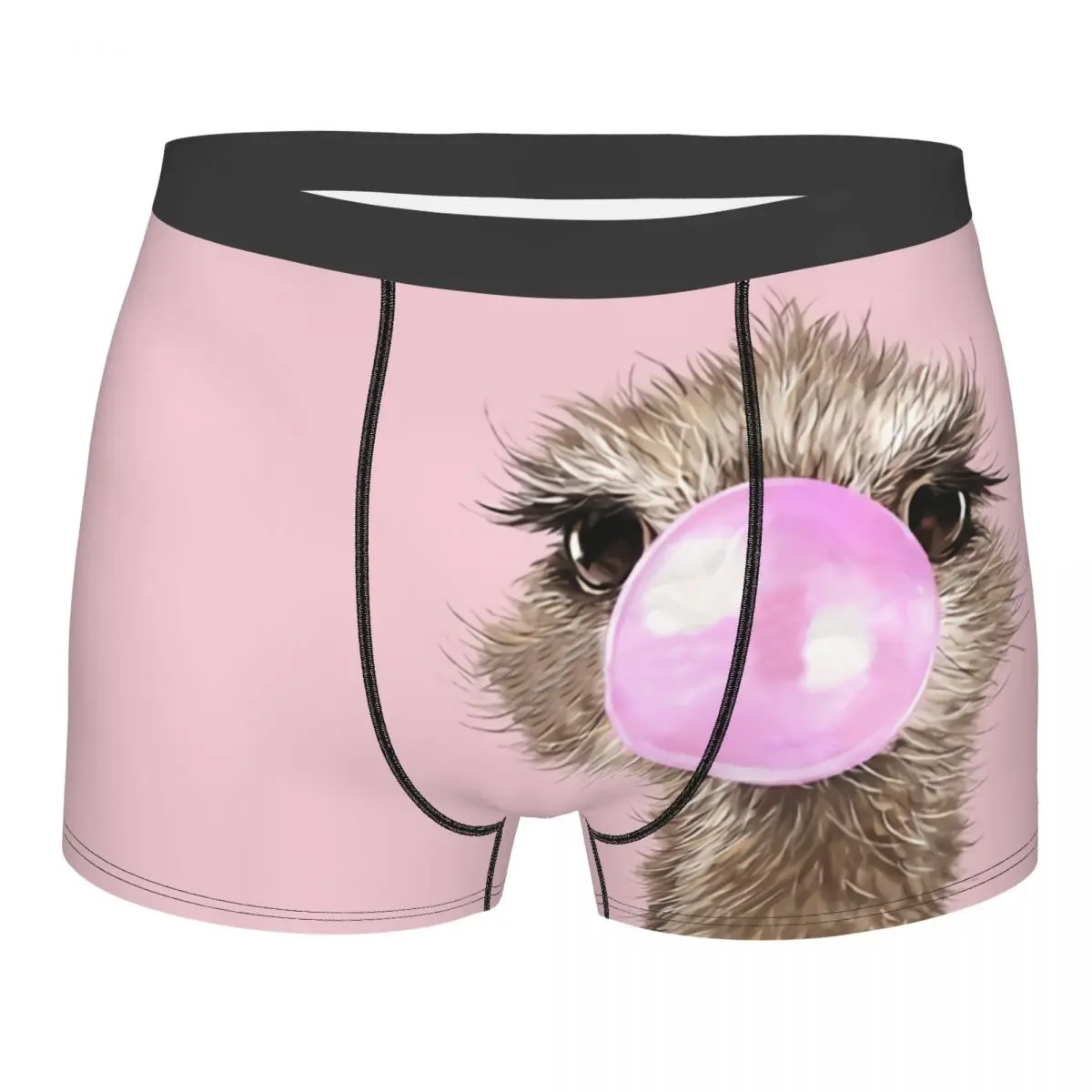 Sneaky Ostrich Bubble Gum Man's Boxer Briefs Underwear Animal Highly Breathable High Quality Sexy Shorts Gift Idea