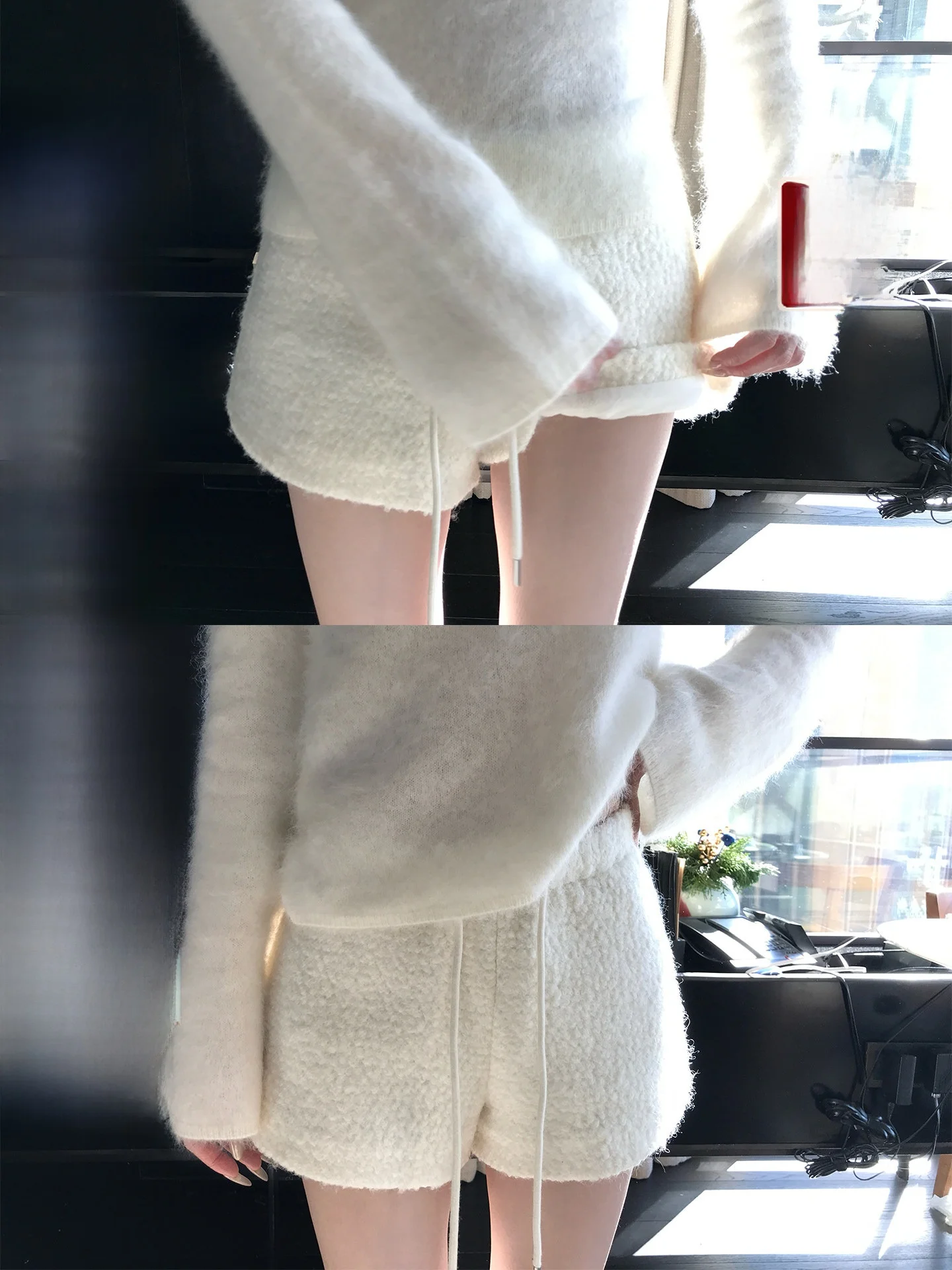 

Модные женские брюки из смесовой шерсти высокой плотности с начесом из овечьей шерсти, широкие, с завышенной талией, для повседневной носки