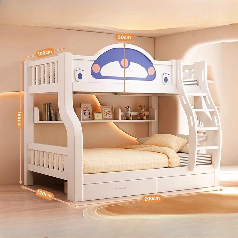 أثاث غرفة نوم Letto A Castello الفاخر، أدراج تخزين، سرير أطفال، إطار لوح أمامي، مقاس كينج، سرير بطابقين للأطفال حديث #1