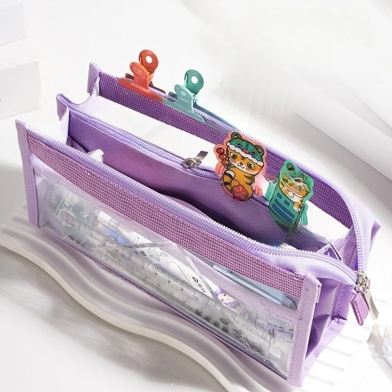 Large Capacity Transparent PVC Pencil Case Simple and High Aesthetic Pencil Case Six Layer Multifunctional Storage Bag image 4