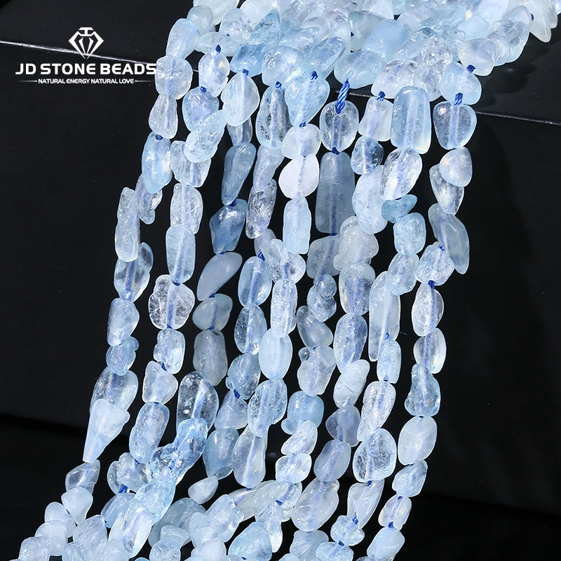 6-8mm Naturstein Aquamarin Unregelmäßige Perlen Lose Spacer Nuggest Mineral Perle für Schmuck Machen Diy Halskette Armband 15"