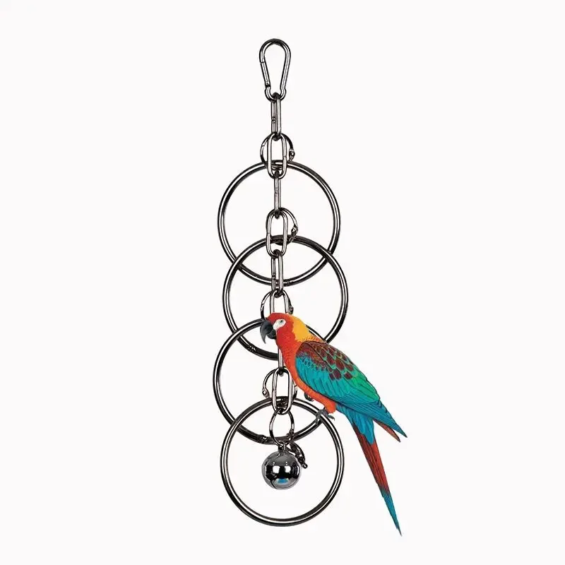 Parrot 304 Stainless Steel Toy Gnawing Climbing Large Medium-sized Diamond Gray Machine Puzzle Bird Cage Display Rack Hanging