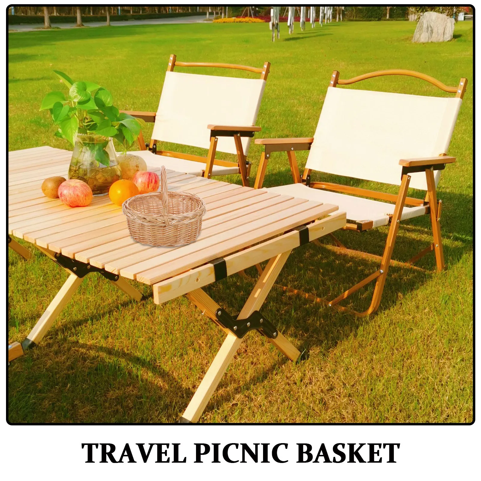 Vintage Wicker Picnic Basket Handwoven Bread Storage Basket Portable Carrying Handle Rustic Garden Outdoor Use view 6