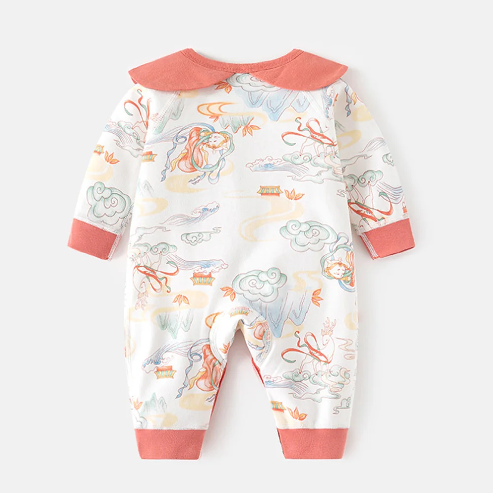 Onesies For Baby Girl Cotton Spring Autumn Hospital Newborn Clothes Chinese Stype Print Baby Boy Long Sleeve Rompers