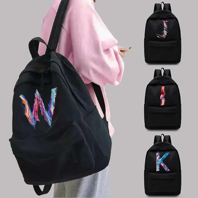 

Women's Backpack Teen Unisex Backpack College School Bag 26 Letter Print One Shoulder Laptop Bag Commuter Sports Backpacks