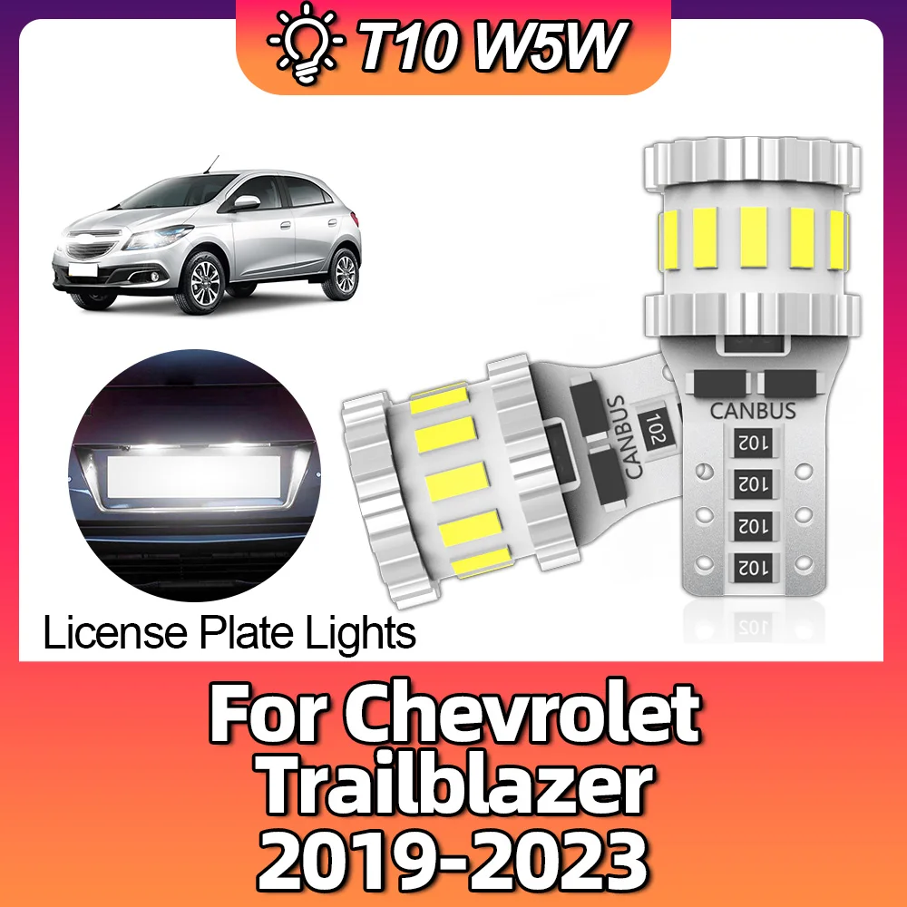 2pcs T10 Led Bulbs Canbus W5W Car Interior Dome Reading License Plate Light For Chevrolet Trailblazer 2019 2020 2021 2022 2023