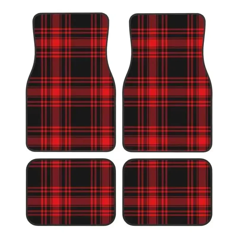 4-teiliger GTI Tartan Autofußmatten-Satz aus Polyesterfaser für die meisten Modelle, rutschfest, schmutzabweisend, langlebig, Vorder- und Hintermatten-Set, Auto-Zubehör – Detail 5