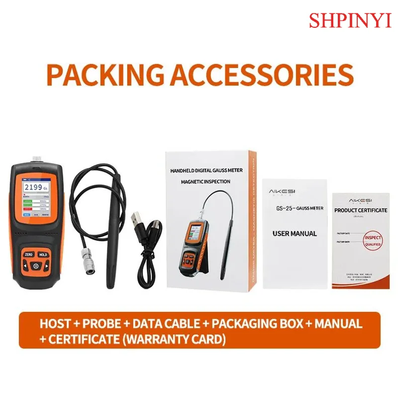 Aikesi เครื่องตรวจจับมิเตอร์สนามแม่เหล็กไฟฟ้าที่ปรับแต่งได้ EMF Gauss Tesla Meter พร้อมการสนับสนุน OEM