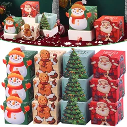 12 Pcs Christmas Paper Gift Boxes Snowman Xmas Tree Cartoon Apple Candy Box Gingerbread Man Santa Claus Cardboard Snacks Case