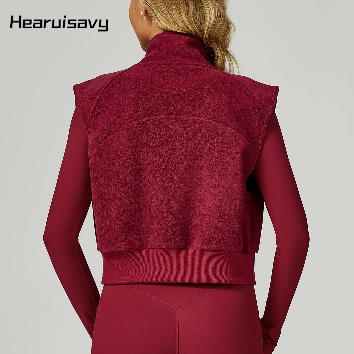 

Hearuisavy женский осенне-зимний утолщенный жилет без рукавов с высоким воротом на молнии спортивная куртка тренажерный зал бег скалолазание топы для фитнеса