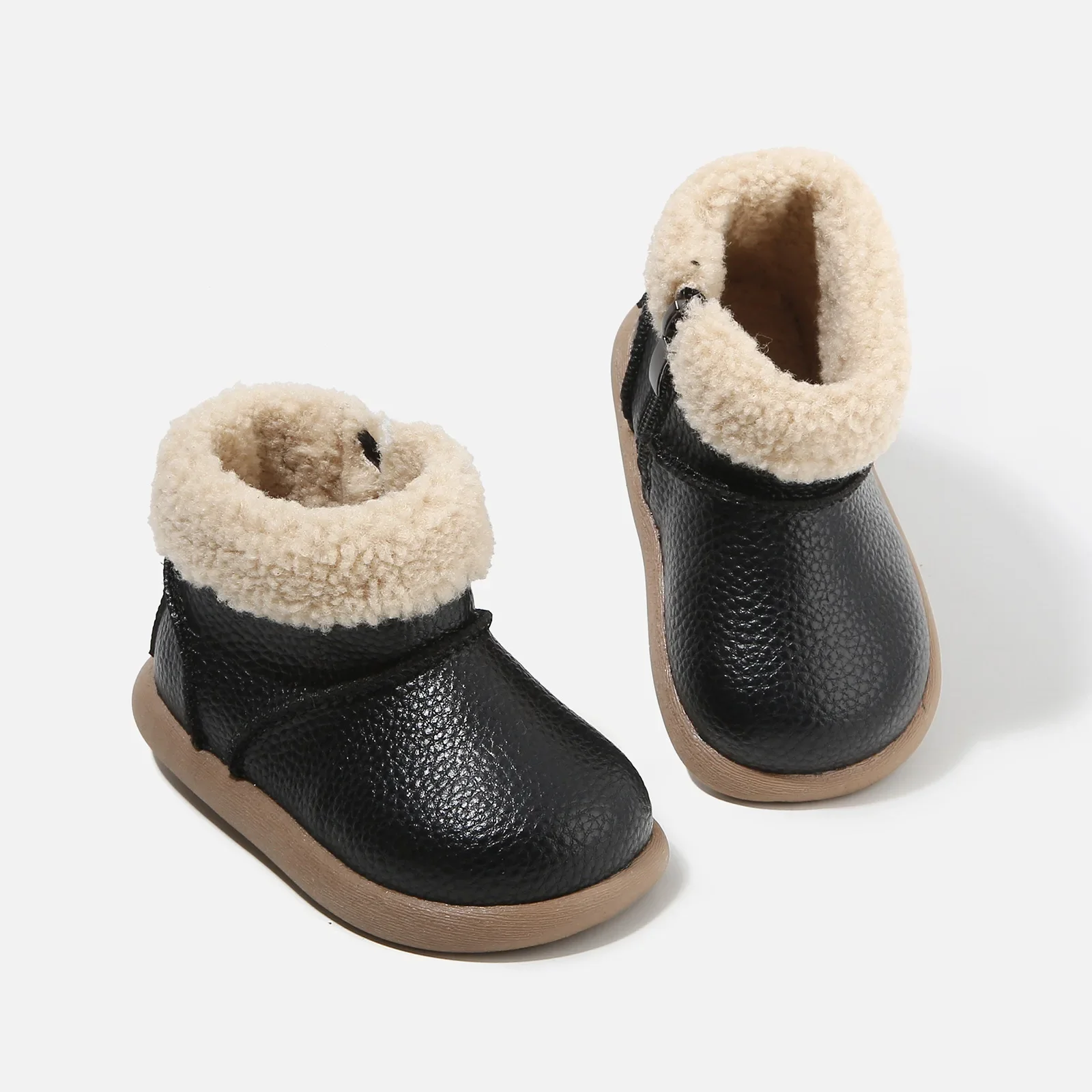 جلد مقاوم للماء الطفل مشوا لأول مرة شتاء دافئ المضادة للانزلاق الصوف القطن أحذية قصيرة طفل الفتيات الفتيان أحذية الثلوج