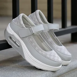 Black Thick Soled Women Loafers Popular Round Toe Sports Shallow Mouth Breathable NursingShoes University Style Retro Flat Shoes