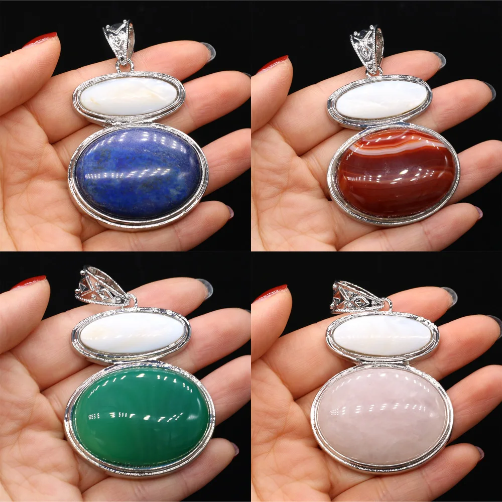 Natural Shell Stone Pendant Gourd Shape Abalone Shell Lapis Lazuli Agate Charms for Jewelry Making Supplies DIY Necklace Pendant