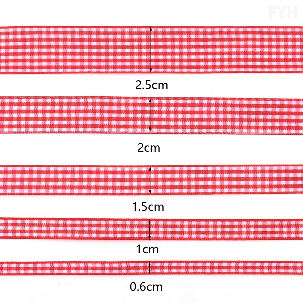 10Yards 6/10/15/20/25mm Gingham Ribbons Polyester Grid Ribbons For Wedding Party Christmas Gifts Wrapping Home Decor Accessories