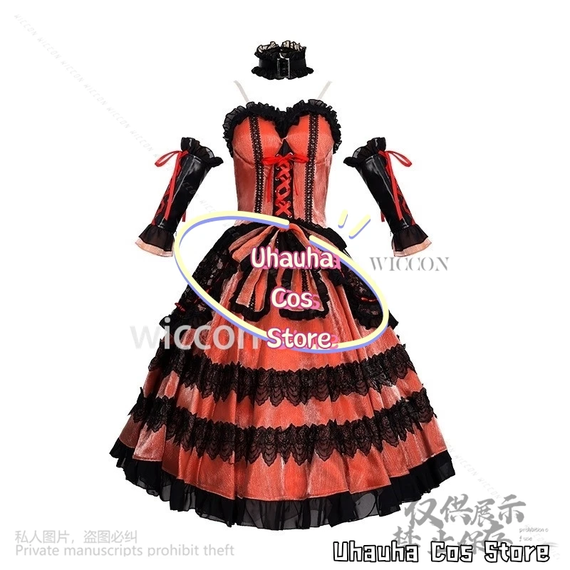 توكيساكي كورومي تاريخ لايف تأثيري أنيمي القوطية الأحمر الأسود المخملية كعكة فستان لوليتا شعر مستعار جيراي كي الفتيات كوس هالوين مخصصة