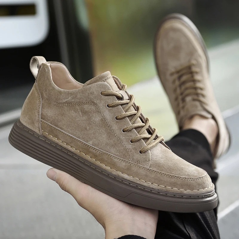 2023 New Outdoor Winter Fer Warm Men Boots Oxford Genuine Leather Comfort Shoes Soft Sole Walking Commute Travel Work Sneakers